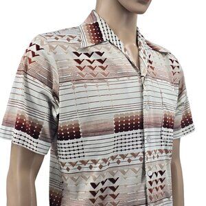 Joel California Made Vintage Geometric Short Sleeve Button Down Shirt, Men's Med